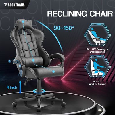 Suministro directo de silla de juego ergonómica de estilo moderno con masaje y cuero sintético