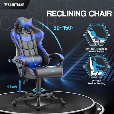 Silla de juego ergonómica ALINUNU con masaje y cuero sintético