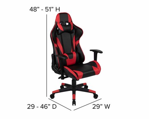 Silla de juego de carreras con diseño ergonómico y dimensiones de producto de 29&quot;D x 29&quot;W x 48&quot;H