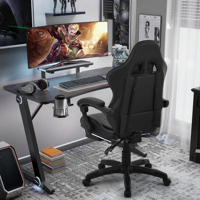 ALINUNU Silla de carreras con respaldo lumbar de tela moderna con ordenador ergonómico