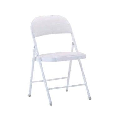 Embalaje de correo estilo de diseño moderno silla plegable con marco de metal blanco
