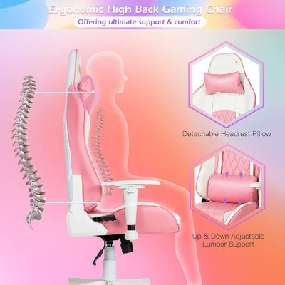 Silla de juegos de estilo de carreras de color personalizada con soporte lumbar ajustable y reposacabezas