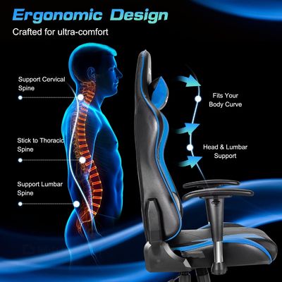 Silla de juegos ALINUNU Silla de estilo de carrera con soporte lumbar y reposacabezas ajustables
