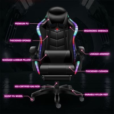 Actualice su configuración de juegos con la silla de juegos de masaje de PC de ALINUNU con LED y altavoces
