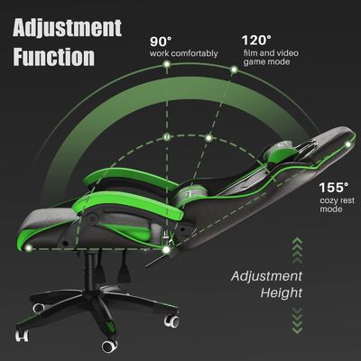 Silla de juegos de carreras de hierro de color metal tipo personalizado con reposacabezas y soporte lumbar