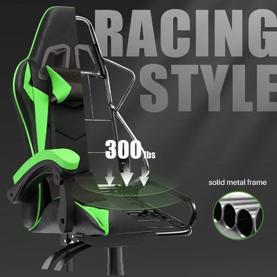 Silla de juegos de carreras de hierro de color metal tipo personalizado con reposacabezas y soporte lumbar