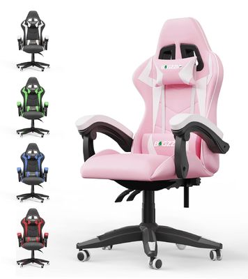 Silla de videojuegos con respaldo para la cabeza y soporte lumbar
