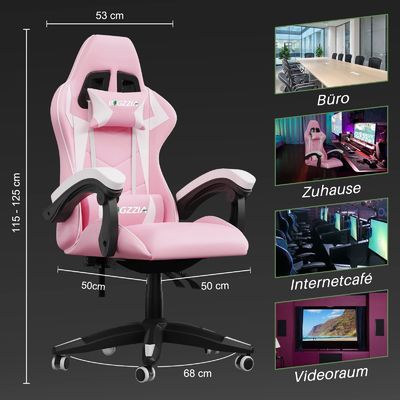 Silla de videojuegos con respaldo para la cabeza y soporte lumbar