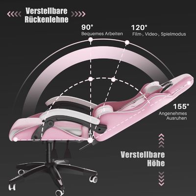 Silla de videojuegos con respaldo para la cabeza y soporte lumbar
