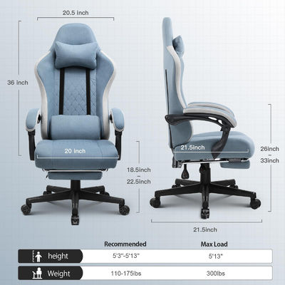 Silla de juegos de carreras de espalda alta ALINUNU con altura ajustable y función giratoria 360