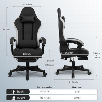 360 giratorios/ ajuste de altura/ reclinable espalda alta silla ergonómica para juegos de computadora ALINUNU