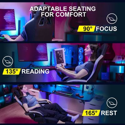 360 giratorios/ ajuste de altura/ reclinable espalda alta silla ergonómica para juegos de computadora ALINUNU