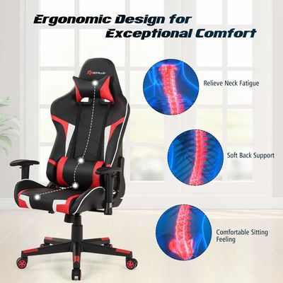 Silla de carreras de juegos de computadora ajustable en altura para oficinas