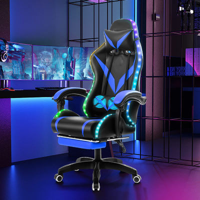 Material de marco de cloruro de polivinilo silla de juego RGB con masaje y luces LED perfecto