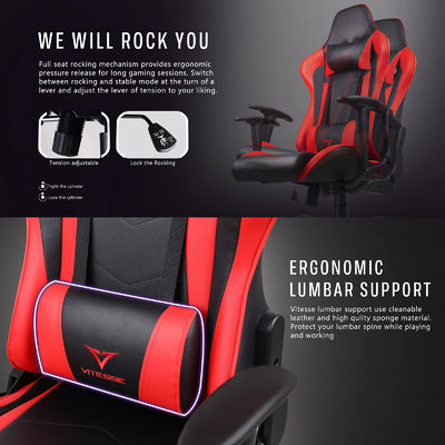 ALINUNUCustomizado Servicio Ergonómico silla de juego de carreras altura ajustable y espalda alta
