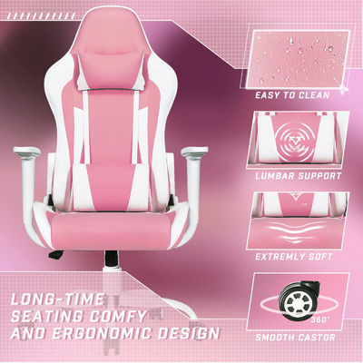 Silla de juego de carreras de espalda alta con diseño ergonómico y ajustable en altura de ALINUNU