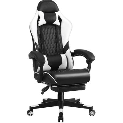 Silla de juego de carreras de computadora de hierro de metal competitivo con reposapiés y soporte lumbar