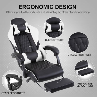 Silla de juego de carreras de computadora de hierro de metal competitivo con reposapiés y soporte lumbar