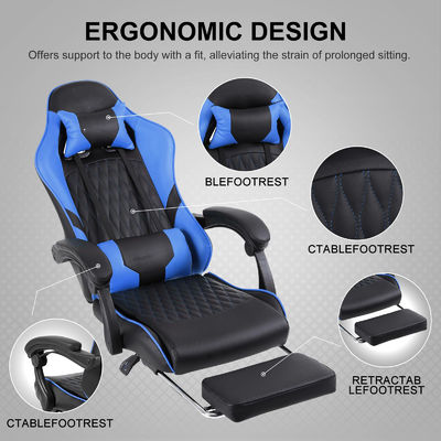 Silla de juegos de carreras de colores personalizados de diseño moderno con reposapiés y soporte lumbar
