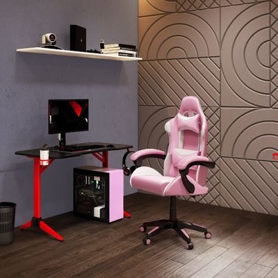 Silla giratoria de juego de carreras con reposapiés y 3 ascensores de gas dentro de ALINUNU
