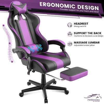 Sillones de juegos de computadora muy duraderos con reposapiés para adolescentes adultos