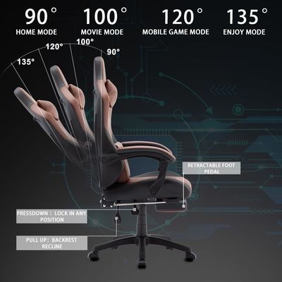 Silla giratoria ALINUNU Silla de juegos de espalda alta Silla de escritorio de cuero Silla de carreras Ejecutiva ergonómica