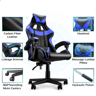 3 silla de juego de carreras con estilo de diseño moderno y soporte lumbar