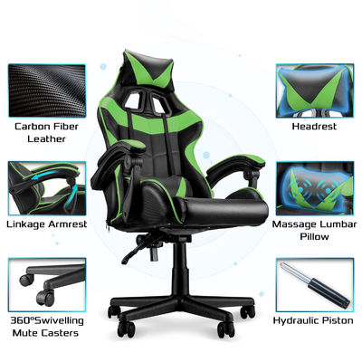 Silla de juego de carreras con apoyo lumbar y diseño de espalda alta de ALINUNU