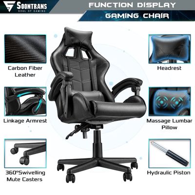 35.2 lbs Item Weight Racing Silla de juegos con soporte lumbar De espalda alta Diseño ergonómico