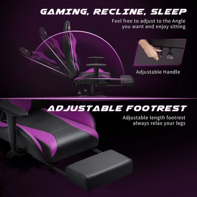 360 Silla giratoria para juegos con reposapiés