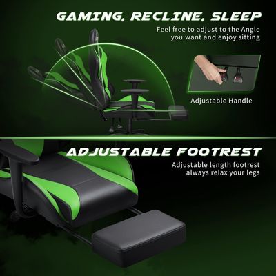 Silla ergonómica para jugadores con reposapiés de carreras y juegos personalizados