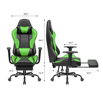 Silla ergonómica para jugadores con reposapiés de carreras y juegos personalizados