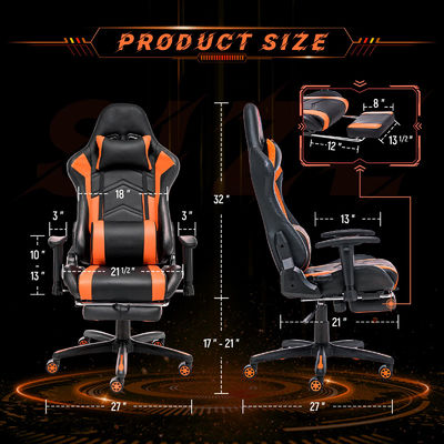 Silla de carreras por ordenador ajustable con respaldo de pies y ajuste de altura