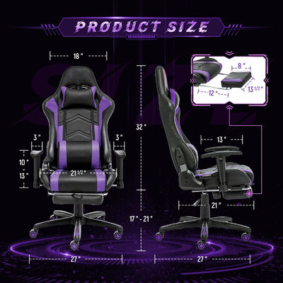 Silla de juego ergonómica con respaldo de pie ajustable con computadora