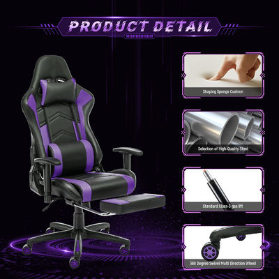 Silla de juego ergonómica con respaldo de pie ajustable con computadora