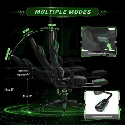 Silla de carreras de computadora ergonómica de espalda alta 300 libras Peso máximo recomendado
