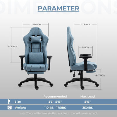 Silla de juego ergonómica de color personalizado con soporte lumbar de masaje y reposapiés