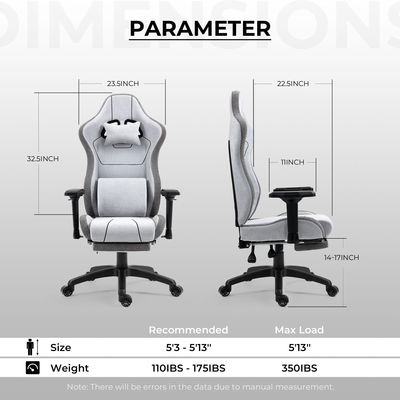 Silla de juego ergonómica de color personalizado con soporte lumbar de masaje y altura ajustable