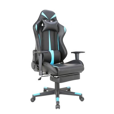 Listo para el envío Negro y azul de cuero genuino Rocker silla de juego para muebles de oficina