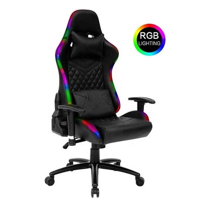 Luz LED y control remoto silla de juegos PU Muebles de oficina con cuero sintético