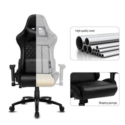 Luz LED y control remoto silla de juegos PU Muebles de oficina con cuero sintético
