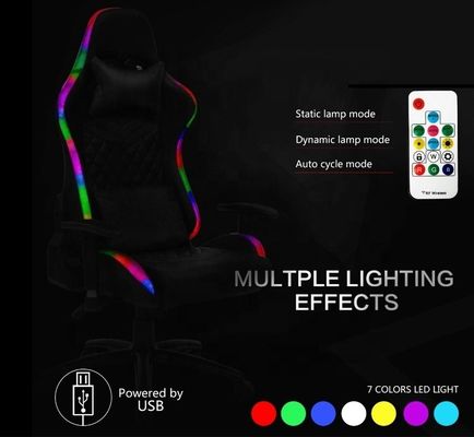 Luz LED y control remoto silla de juegos PU Muebles de oficina con cuero sintético