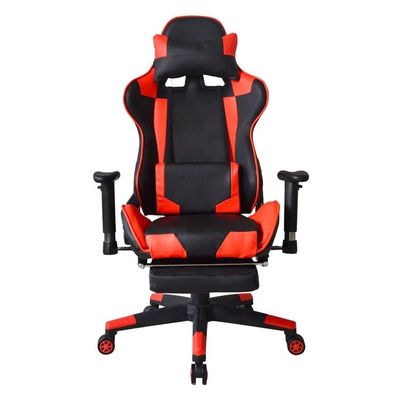 Silla de juegos de oficina moderna con reposapiés y reposabrazos de PU ajustables en 2D