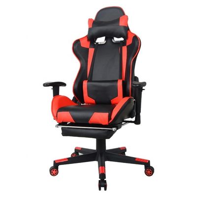 Silla de juegos de oficina moderna con reposapiés y reposabrazos de PU ajustables en 2D