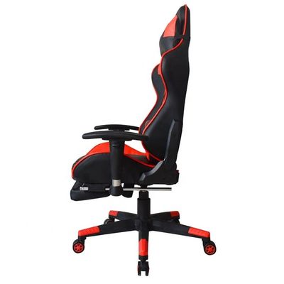 Silla de juegos de oficina moderna con reposapiés y reposabrazos de PU ajustables en 2D