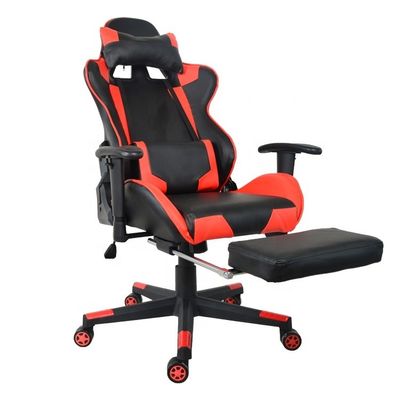 Silla de juegos de oficina moderna con reposapiés y reposabrazos de PU ajustables en 2D