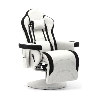 Silla de juego cómoda con reposapiés ajustable y reposabrazos de tela duradera