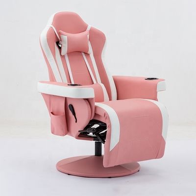 Silla de juego cómoda con reposapiés ajustable y reposabrazos de tela duradera