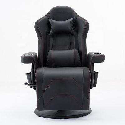 Silla de juego cómoda con reposapiés ajustable y reposabrazos de tela duradera