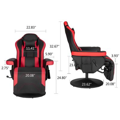 Silla de juego cómoda con reposapiés ajustable y reposabrazos de tela duradera